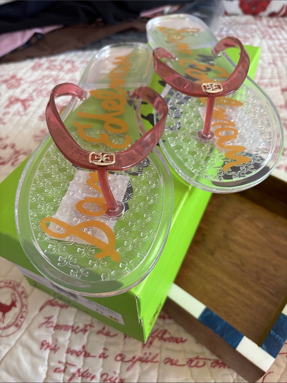NWT Sam Edelman Dean Clear Jelly Flip Flop Sandals Pink Translucent Straps SZ 11